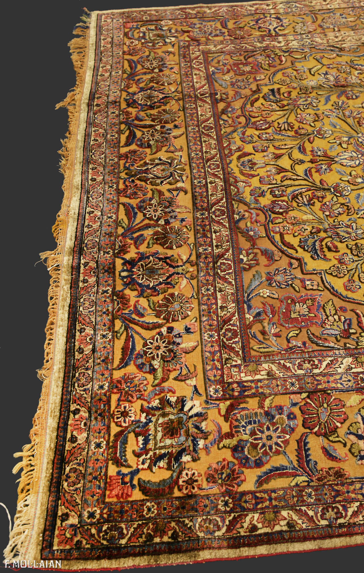 Kashan Rug Souf Prayer Goldish Color Field  n°:88844210